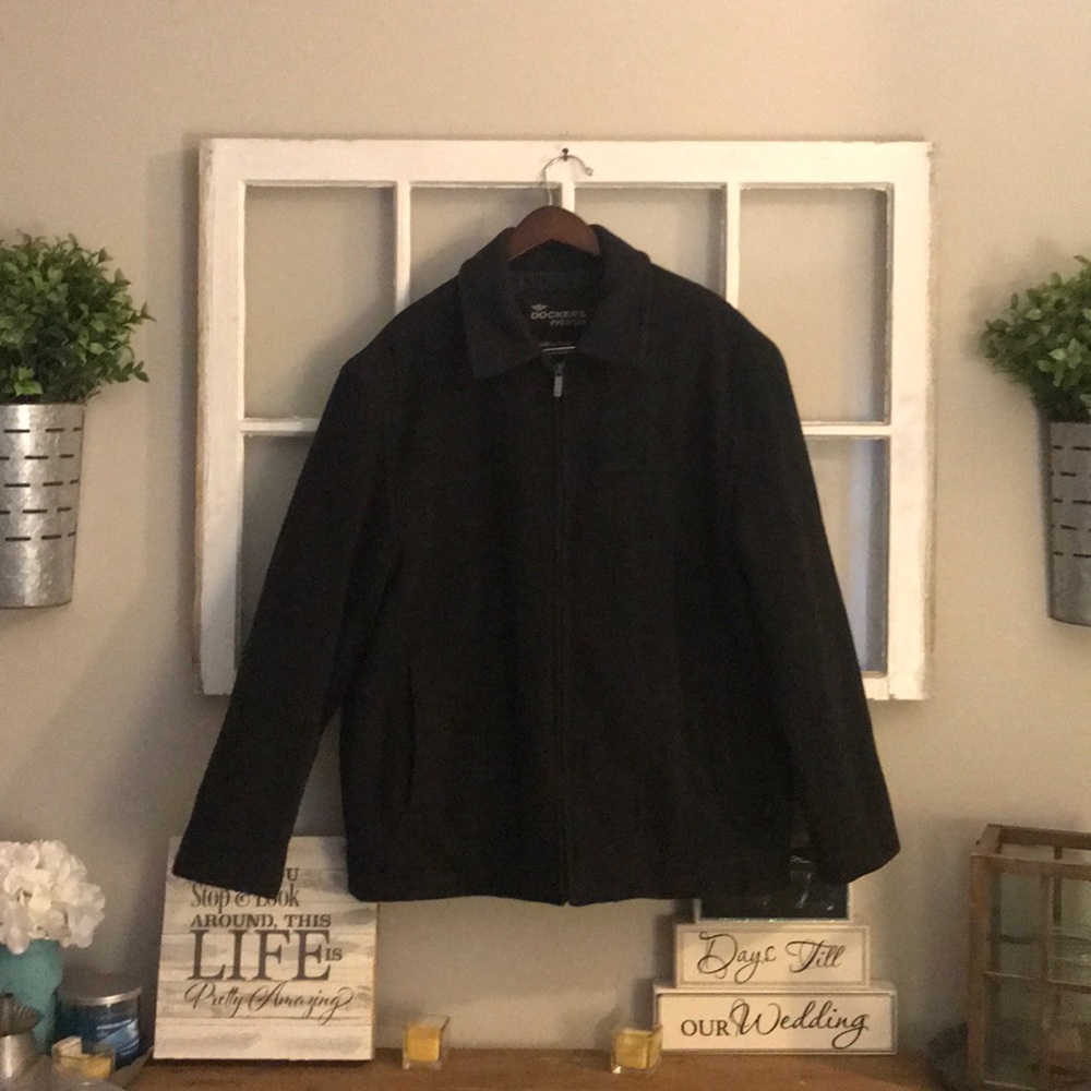 Men’s L Dark Grey Docker’s Wool Blend Coat